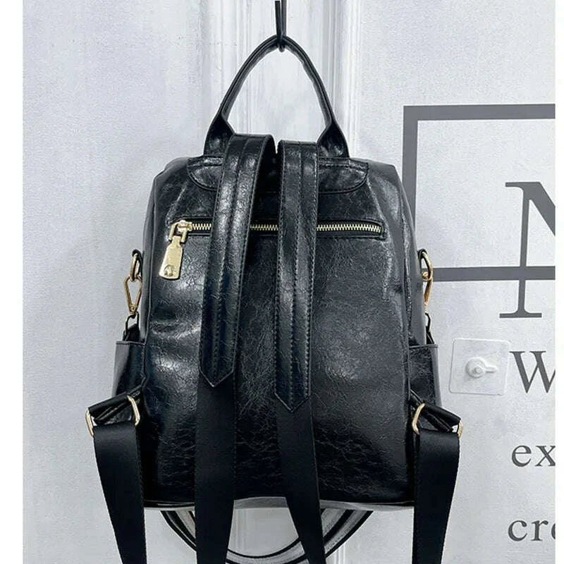 KIMLUD, Luxury Brand Women's Backpack Female High Quality Backpacks Soft Leather Teenager Girl School Bag Fashion Sequins Travel Bagpack, KIMLUD Womens Clothes