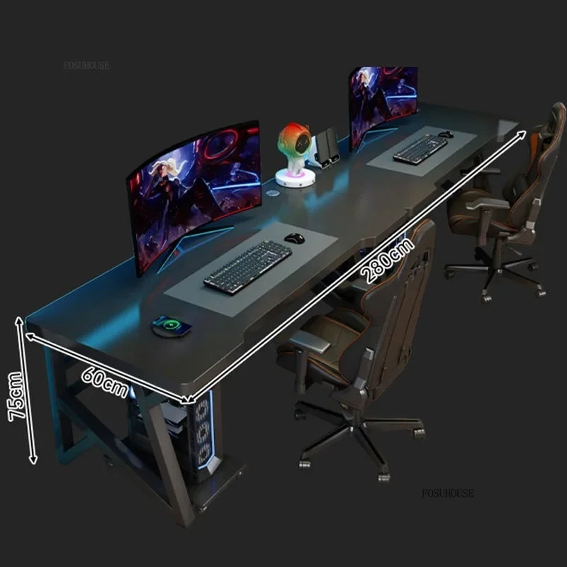L-Shaped Double Computer Desk Home Office — Black | KIMLUD