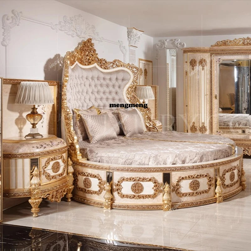 European Luxury Bed Solid Wood Princess Unique Romantic Adult Quality Designer Bed Modern Sleeping Wedding Beliche Furniture