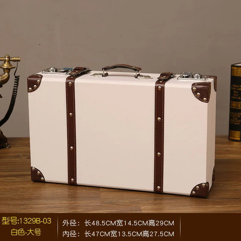 Luxurious Vintage Trunk Suitcases Leather — Brown | KIMLUD