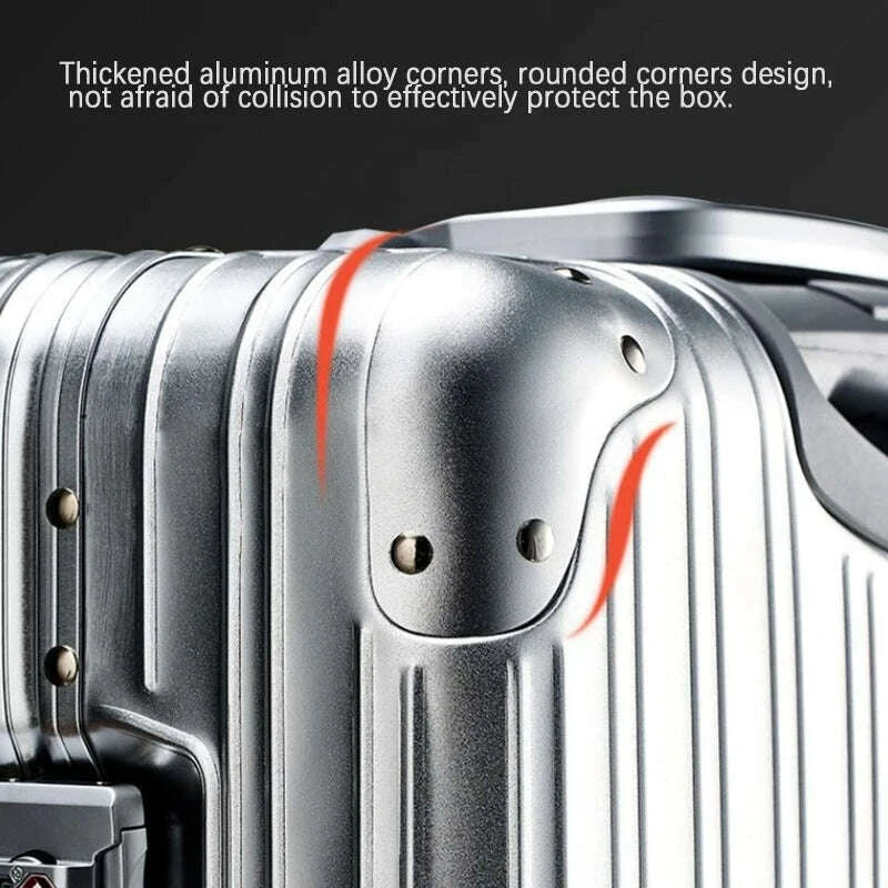 KIMLUD, 100% Aluminum Suitcase Cabin 20/26/30 inch TSA Customs Lock Aluminum Carry on Luggage Metal Hard Trolley Case Travel Suitcases, KIMLUD Womens Clothes