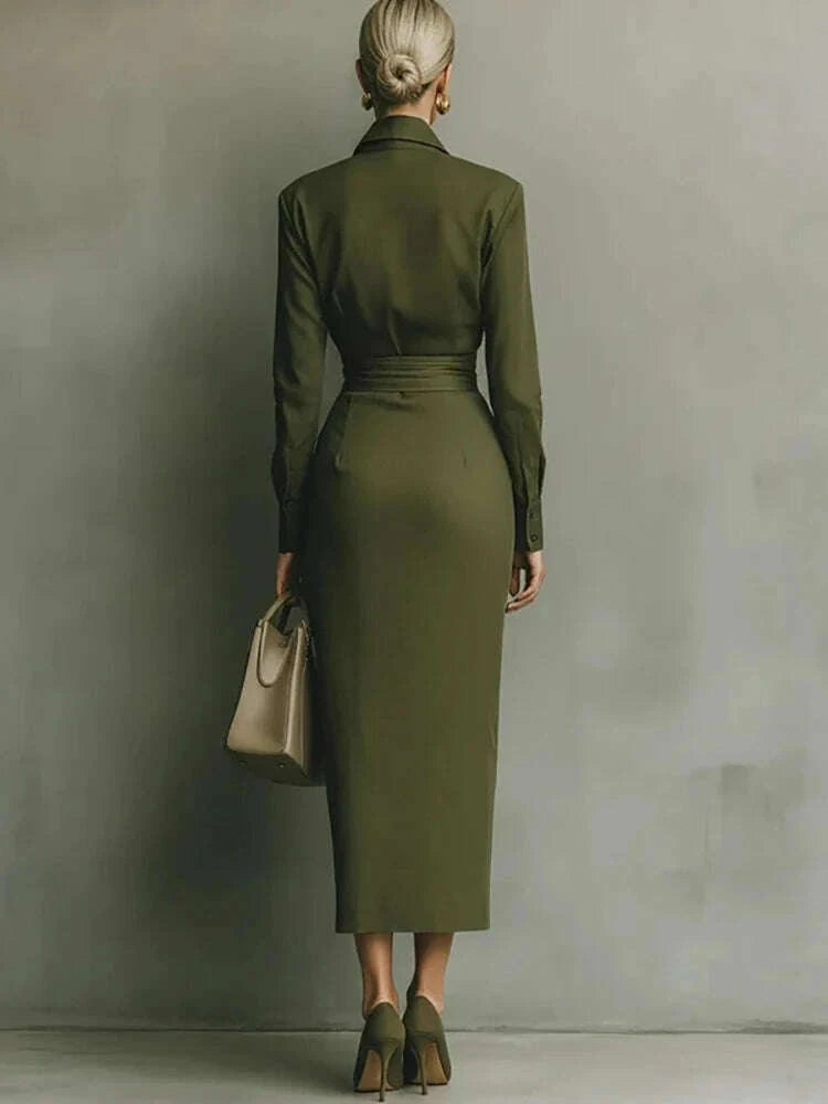 elegant-asymmetrical-lapel-womens-midi-dress-green-ruched-long-sleeve-slim-pocket-temperament-fall-british-office-lady-dresseskimludkimlud-35558566