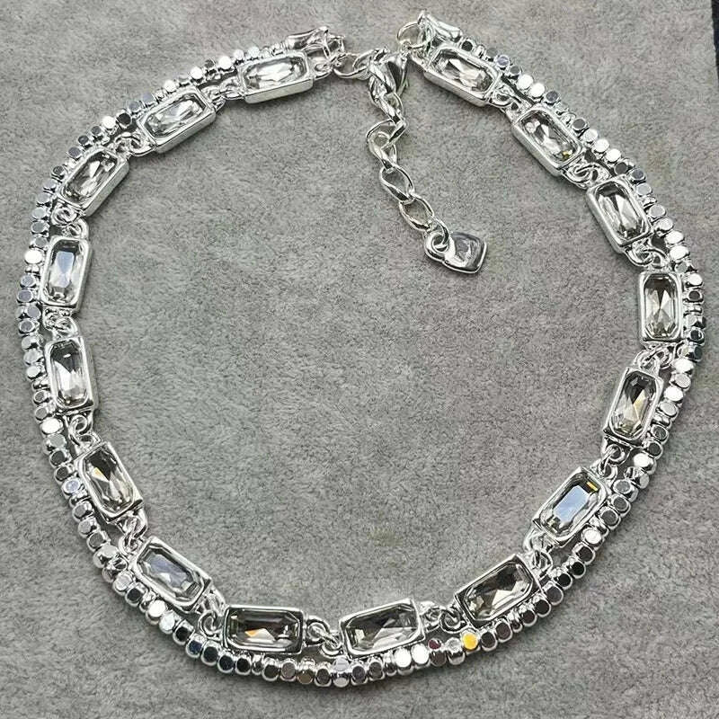 KIMLUD, 2025 Summer New Bestseller Shiny and Beautiful Blue Crystal Necklace, Women's Jewelry Gift, KIMLUD Womens Clothes