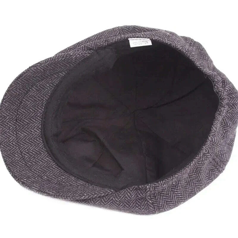 KIMLUD, 2025 New Classic Hat for Men Caps Vintage Retro Tweed Peaky Blinders Beret Hat Flat Peaked Cap Street Hats for Women Men, KIMLUD Womens Clothes