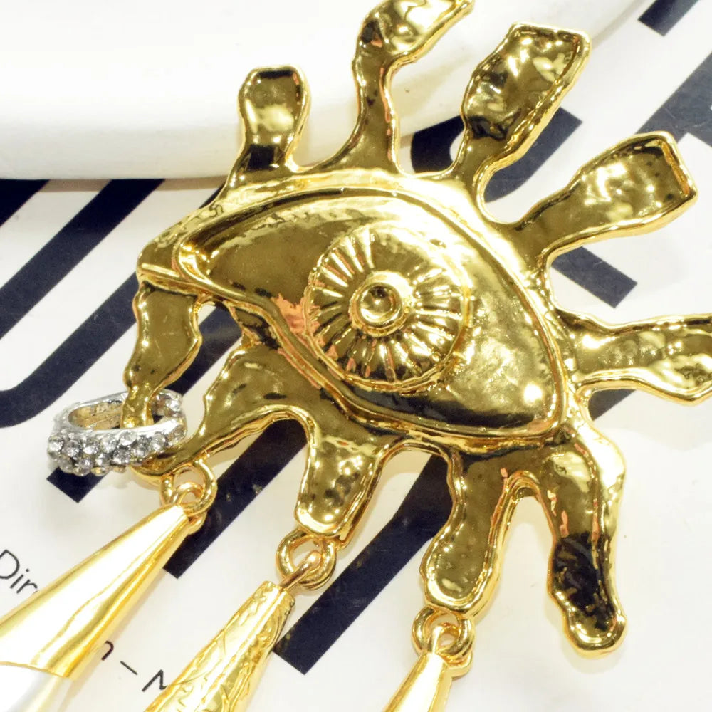 Gold-Plated Metal Alloy Eyes Dangle Earrings — Gold | KIMLUD