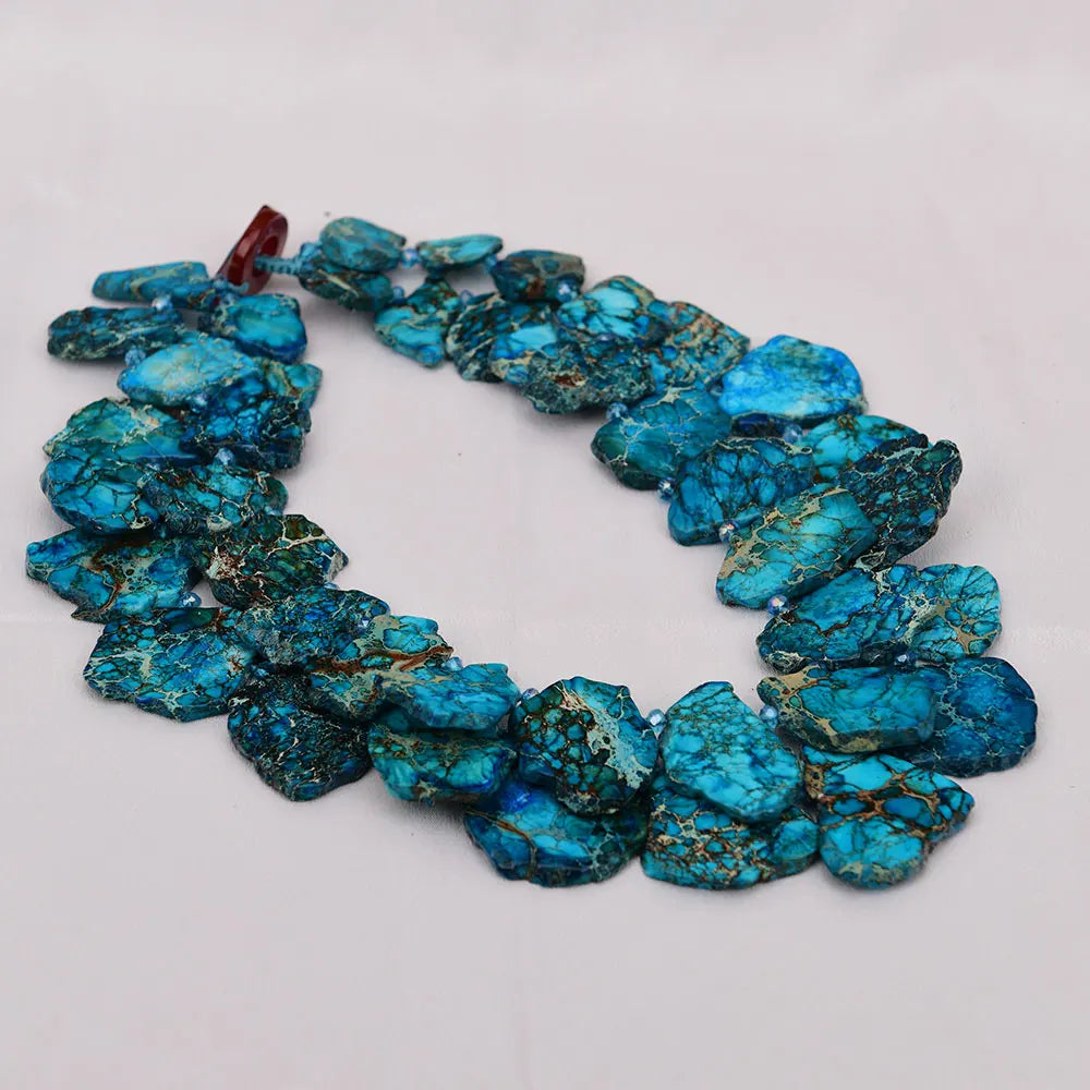 Gleaming Imperial Jasper Crystal Necklace — Blue | KIMLUD