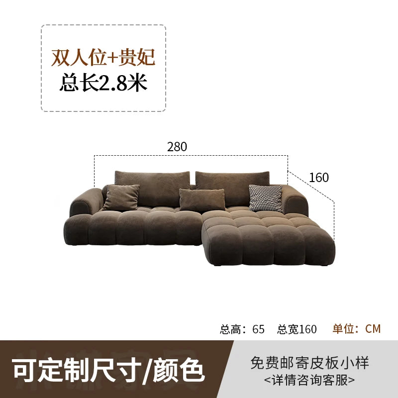 Nordic Minimalist Cushioned Sofa — Rich Chocolate Brown | KIMLUD