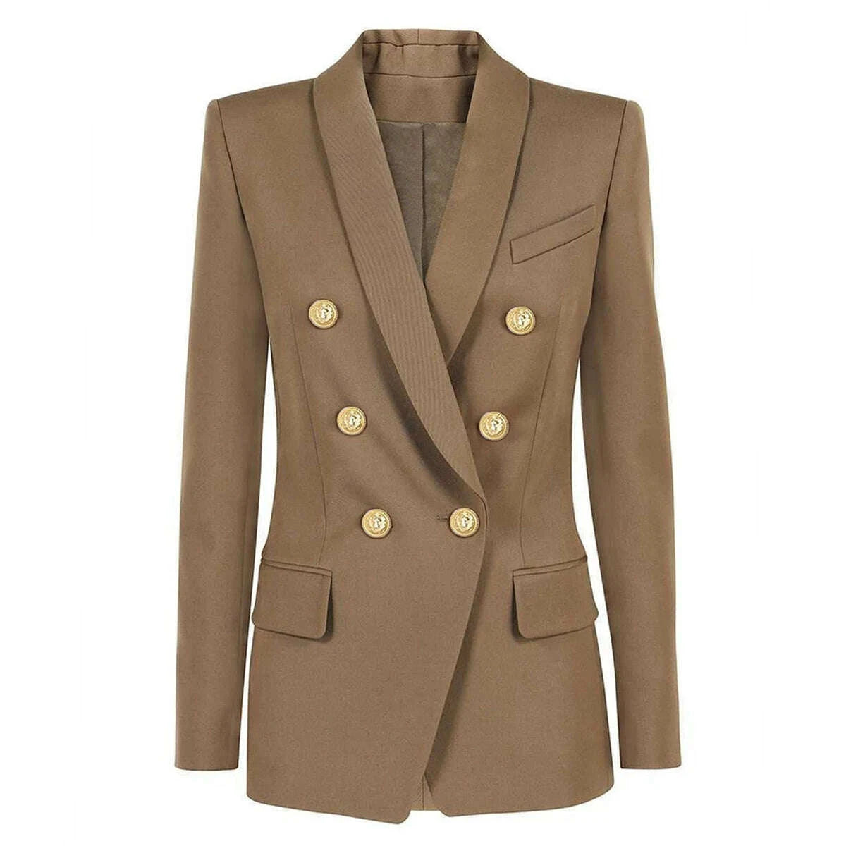 KIMLUD, High-Quality Classic Fashion Temperament Suit Coat - Spring Autumn New Women's Commuter Green Fruit Collar Long Sleeve Coat, KIMLUD Womens Clothes
