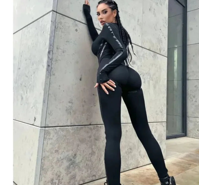 Jumpsuit – Zipper Bandage Silhouette – Long Sleeve | KIMLUD