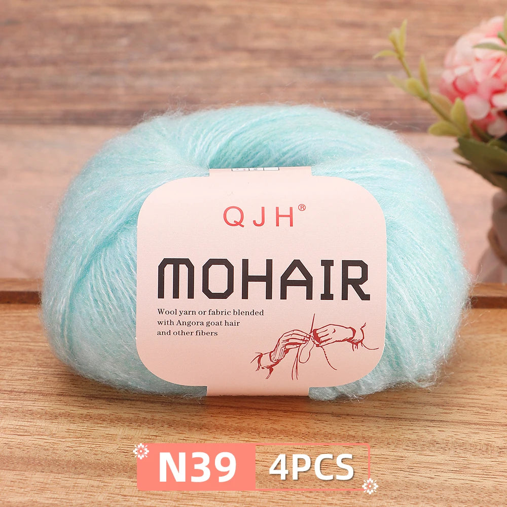 Mohair Yarn Set 4-Skein Bundle, 130m Each — Multicolor | KIMLUD