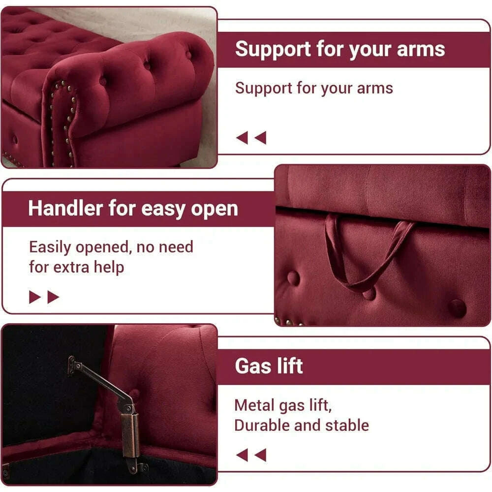 velvet-storage-bench-end-of-bed-storage-bench-with-rolled-armrest-entryway-ottoman-with-nailhead-trim-and-button-tufting-storkimlud-womens-fashion-34603494