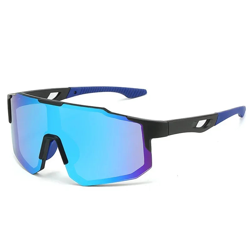 Wraparound Polycarbonate Cycling Sunglasses Big-Frame Silhouette — Black | KIMLUD