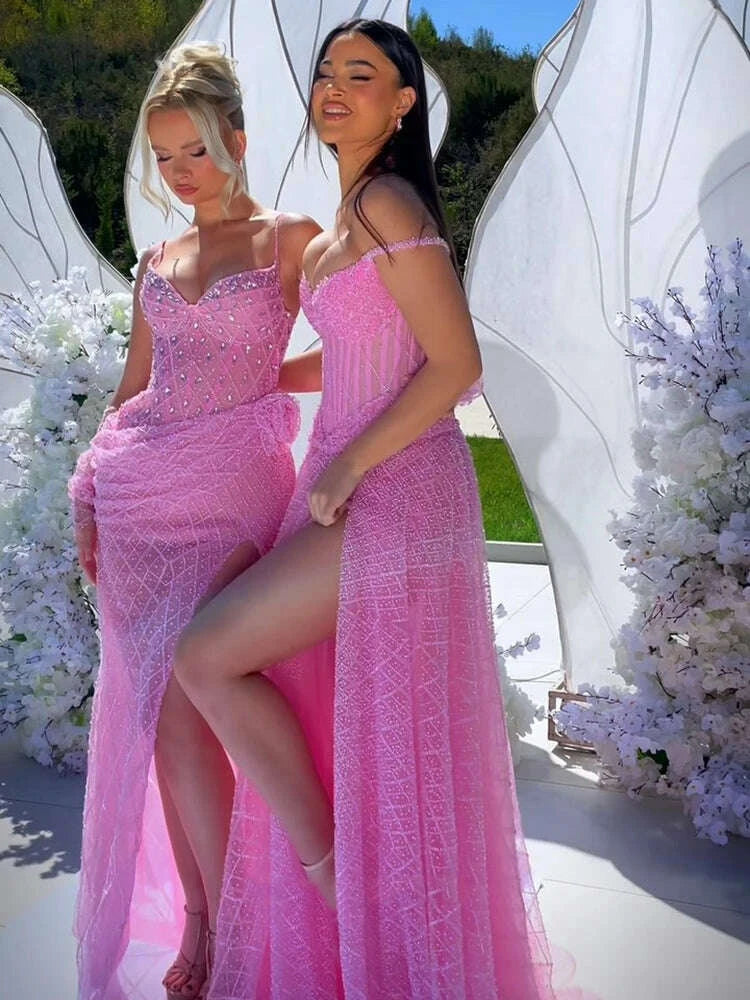 kimlud-vc-sparkling-pink-off-shoulder-sequins-dress-with-dramatic-high-slit-for-party-prom-evening-gown-kimlud-womens-clothes-35041852