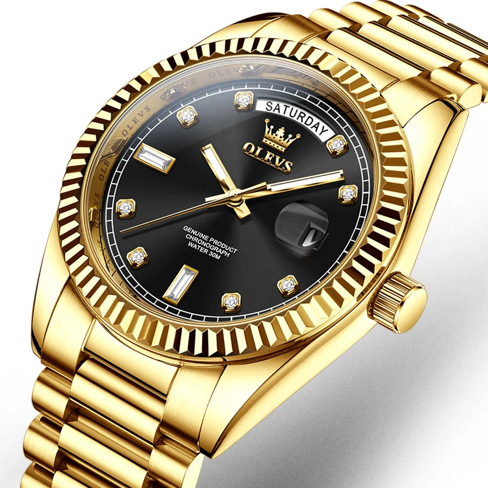 Gold-Tone Stainless Steel Automatic Watch Date — Gold | KIMLUD