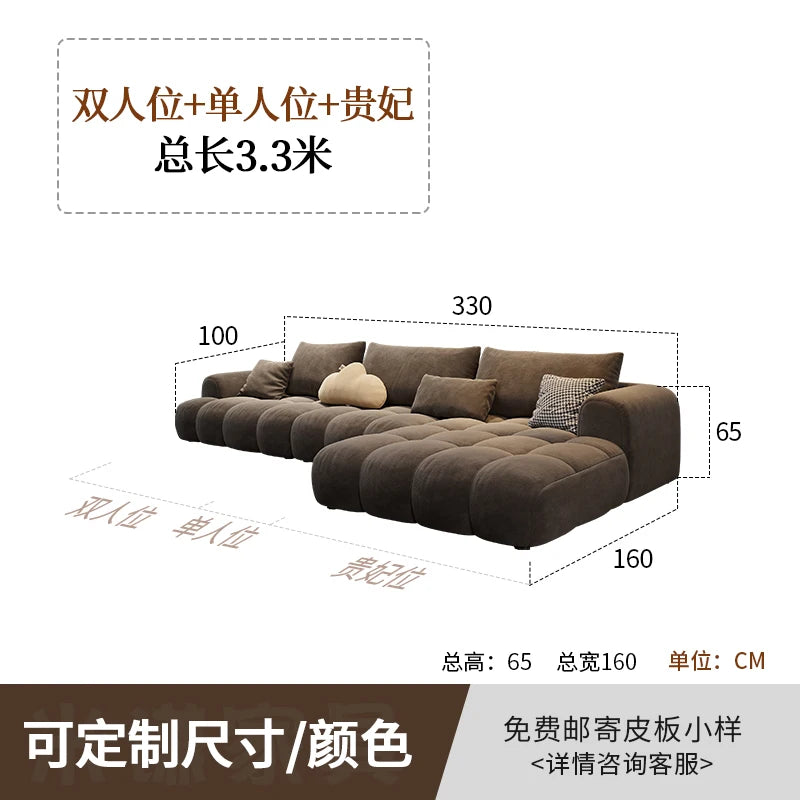 Nordic Minimalist Cushioned Sofa — Rich Chocolate Brown | KIMLUD