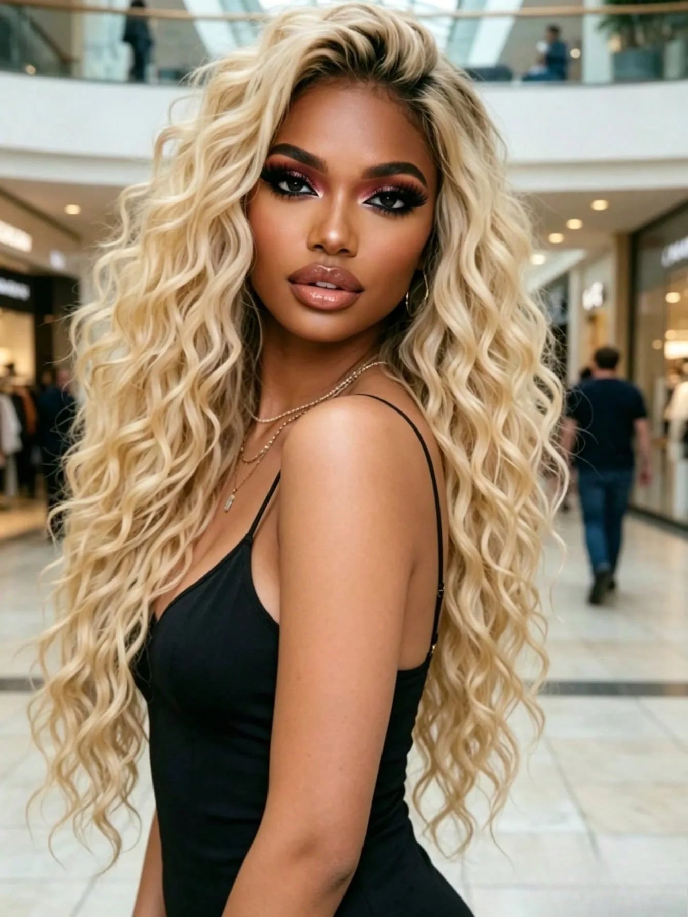 Lace Front Wig - Deep Wave - Human Hair - Ombre Blonde | KIMLUD