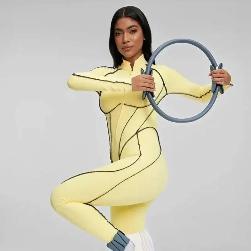 Jumpsuit – Chest Cushion – Nylon Elastane – Striped | KIMLUD