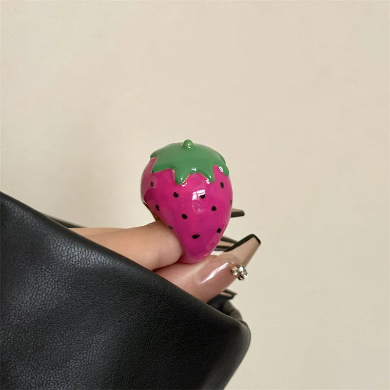 Colorful Enamel Oil Drip Doll Cute Russian Nesting Doll Green Frog Sweet Cool Stacking Ring for Women Girl Creative Jewelry