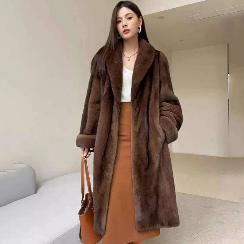 KIMLUD, High Quality Fur Coat Imitating Fox Fur Women's Fur Coat 2025 New Winter Thick Temperament Mink Fur Leisure Women's Fur Coat 624, KIMLUD Womens Clothes