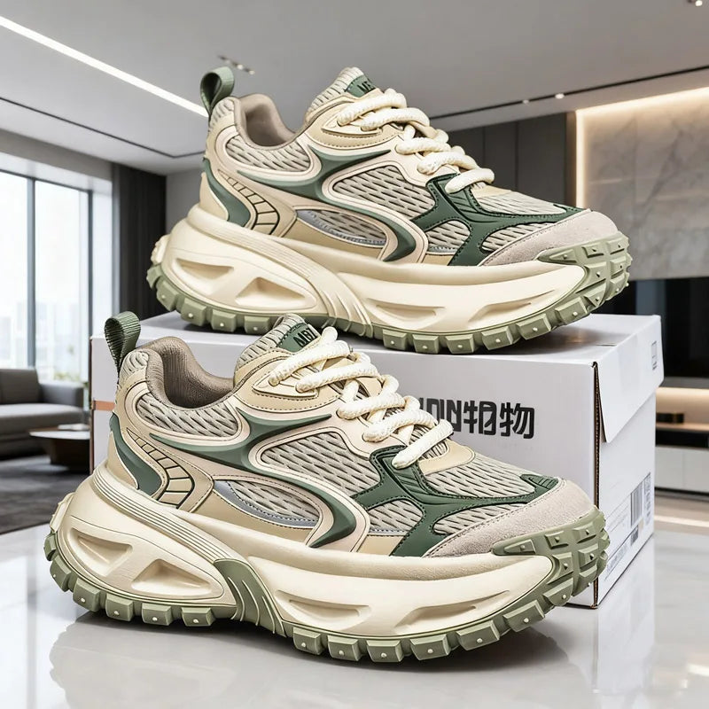 Men's Chunky Sneakers Four Season New Soft Sole Outdoor Running Shoes Fashion Student Casual Breathable Lightweight Sports Shoes