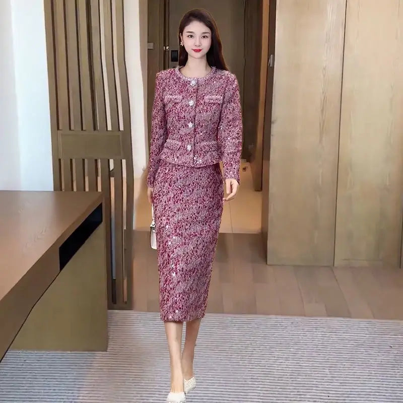 Women's Fashion Suit Set 2025 Autumn Casual Two Piece Outfit Elegant Office Wear High End Trousers Blazer