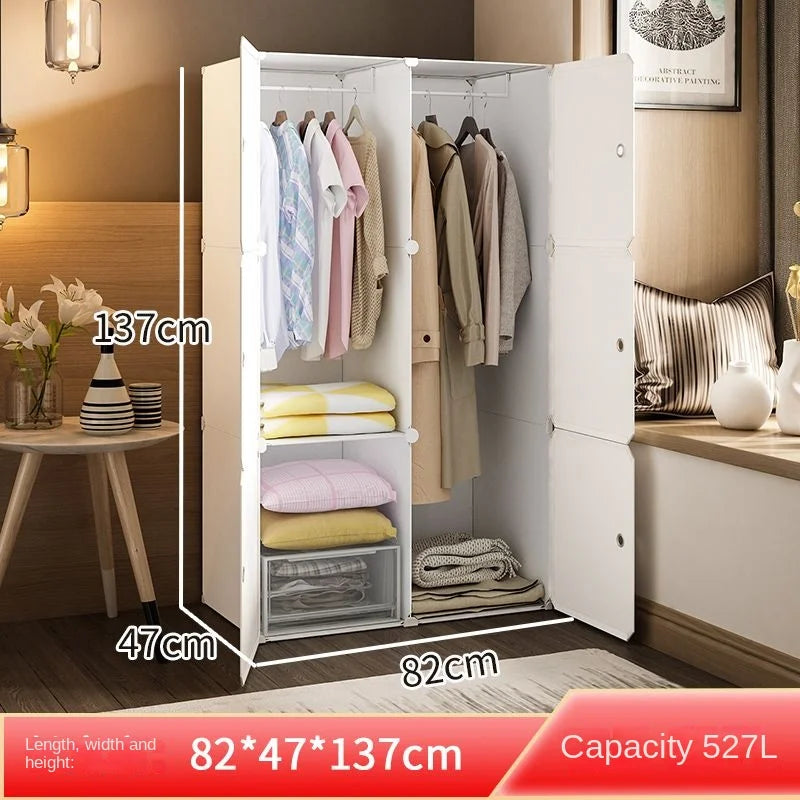 Plastic Wardrobe Collapsible with Large Space — White | KIMLUD