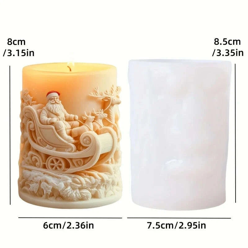KIMLUD, 2025 Christmas House Fragrance Candle Silicone Mold Santa Claus Santa Claus Knocking On Door Giving Gifts Resin Plaster Molds, KIMLUD Womens Clothes