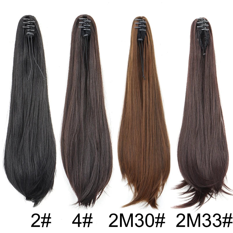 Clip-In Ponytail Extension – 40/50cm Length – High Temperature Fiber – Black Brown | KIMLUD
