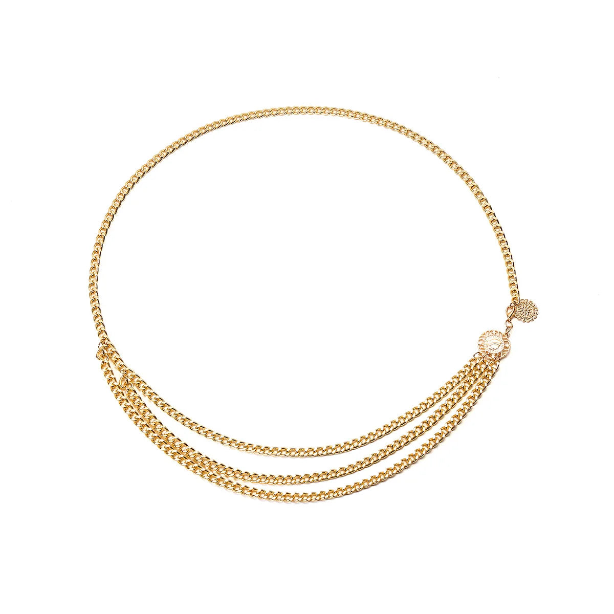 Gold-Tone Chain Belt Multilayer Tassel Rhinestones — Gold | KIMLUD
