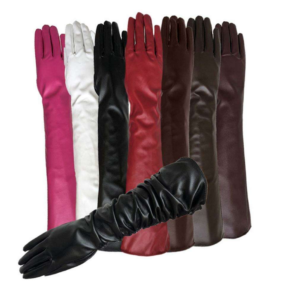KIMLUD, Full Finger Gloves Windproof Dress Gloves Faux Leather Long Arm Gloves Costume Gloves For Dating Gifts, KIMLUD Womens Clothes