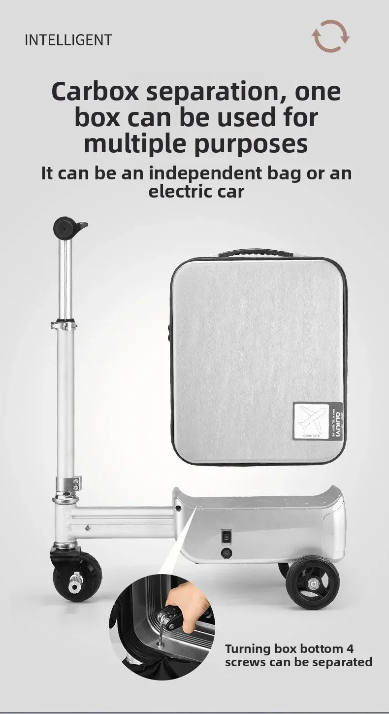 Electric Suitcase Scooter 20 Inch Front-Open — Silver | KIMLUD