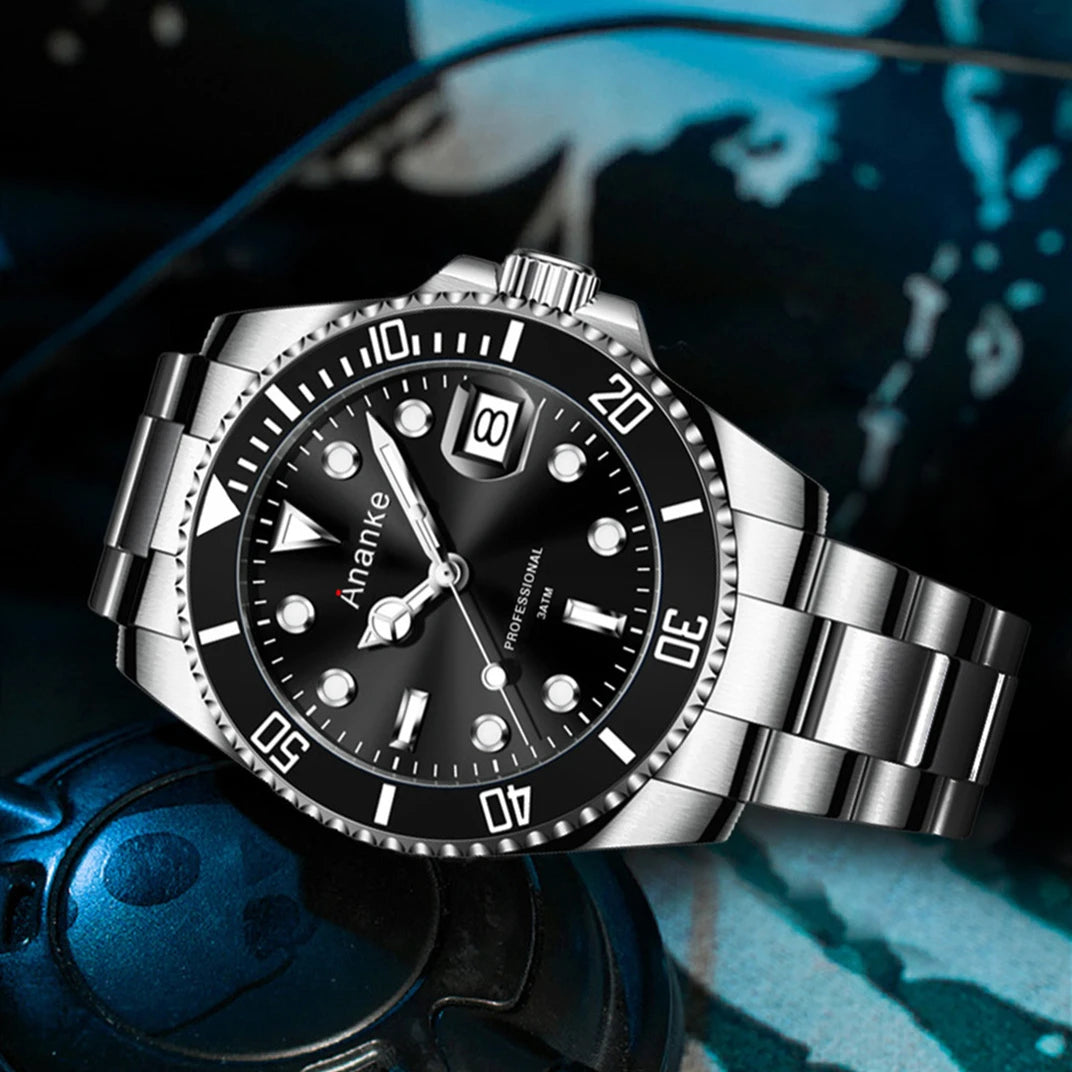 2025 New Men Luxury Sports Watches Quartz Wristwatches Waterproof Stainless Steel Strap Luminous Auto Date Casual Dress Watch