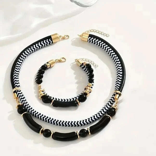 2pcs-set-new-fashion-black-and-white-thick-double-line-metal-tube-exaggerated-hip-hop-style-necklace-bracelet-set-for-daily-wearkimludkimlud-35557657