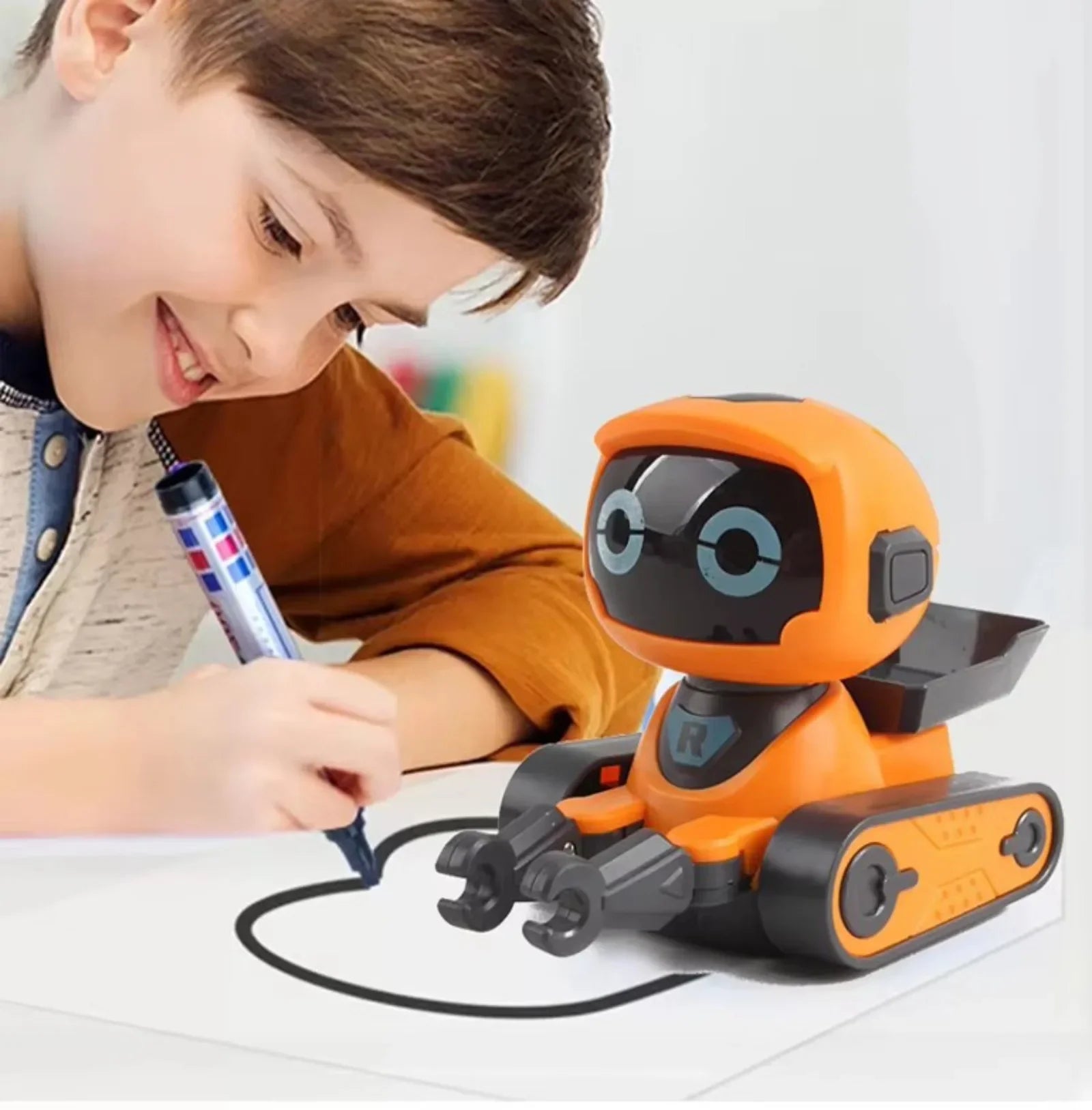 Smart Kids Early Education Intelligent Robots Educational Robot Toys for Kids with Cute Sound Effects & Track Drawing Function