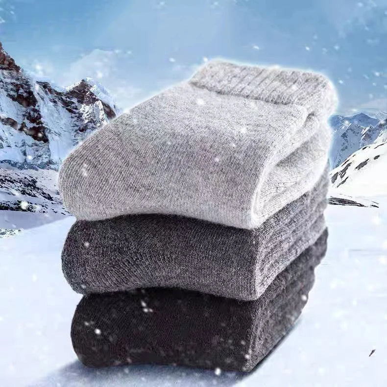 Merino Wool Socks Extra Thick Winter Warm — Black | KIMLUD