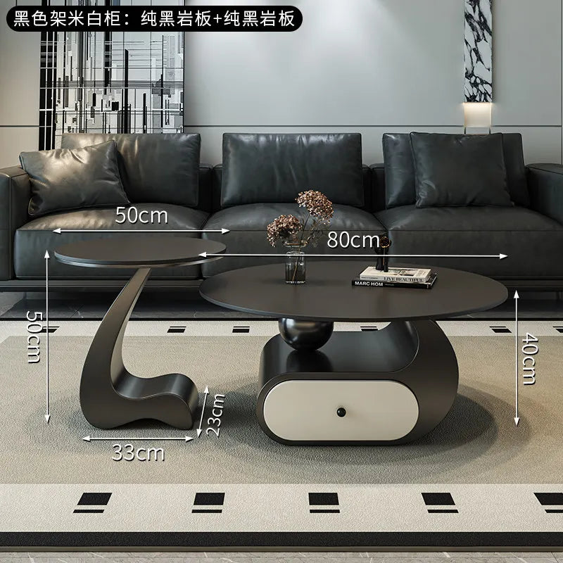 Italian Minimalist Coffee Table With Storage — Cream | KIMLUD