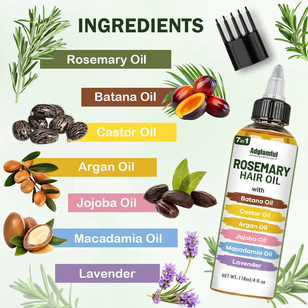 Rosemary-Infused No-Rinse Hair Oil Set With Comb — Amber | KIMLUD