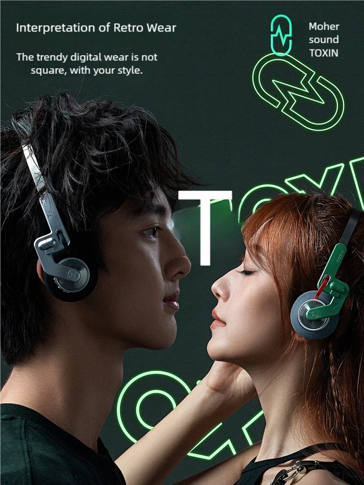 KIMLUD, TOXIN Trend X Retro Wireless Bluetooth Headphones Over-Ear Lightweight Foldable with Microphone Comfortable Earpads for Music, KIMLUD Womens Clothes