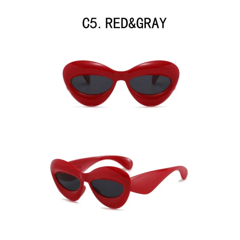 Acetate Cat Eye Sunglasses Y2K Lip Gradient — Yellow Blue Gradient | KIMLUD