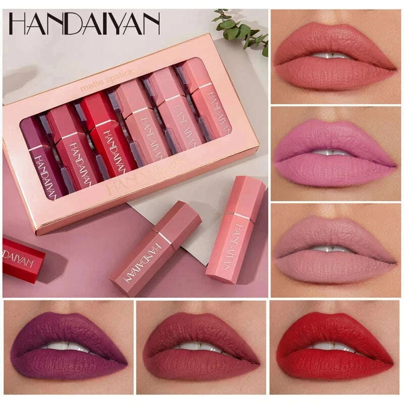 handaiyan-6pcsbox-velvet-matte-lipstick-kit-lips-makeup-nude-lip-stick-make-up-cosmetics-foggy-matt-tint-lip-balm-cream-pigment-kimlud-kimlud-33913917