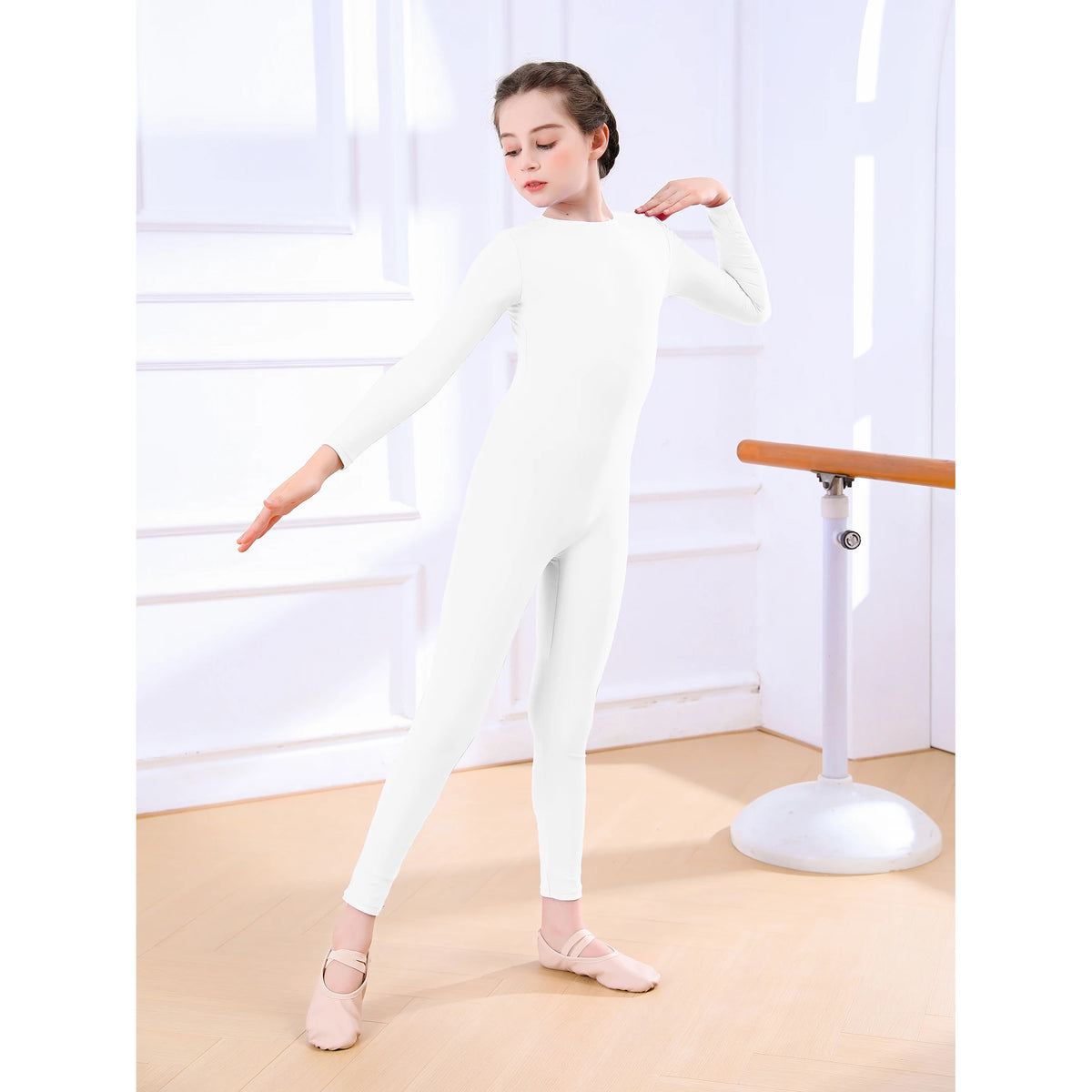 Kids Unitard – Long Sleeve – Nylon Spandex – Black | KIMLUD