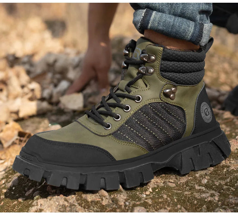 Steel Toe Shoes for Men Indestructible Work Boots Lightweight Safety Shoes Walking Anti-smash Anti-puncture Protective Sneakers