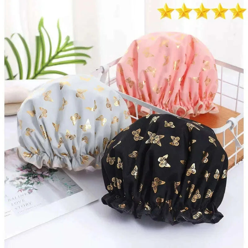 【hot-sales】double-shower-cap-waterproof-hair-cap-hot-gold-printed-terylene-cotton-shower-cap-bathing-womenkimlud-womens-clothes-35083647