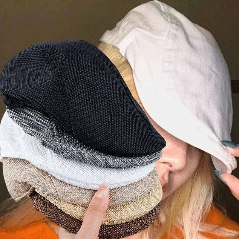 KIMLUD, Men Spring and Summer Berets British Style Beret Hat Retro England Hats Male Fashion Hats Peaked Painter Caps for Dad, KIMLUD Womens Clothes