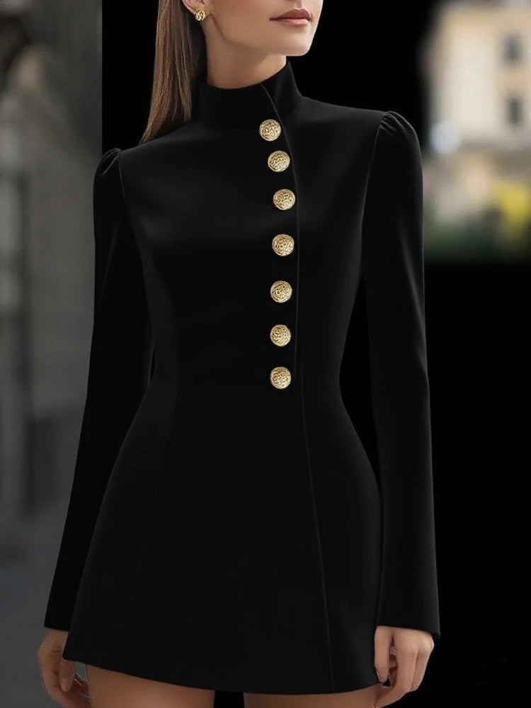 Mini Dress – Stand Collar – Slim Silhouette | KIMLUD