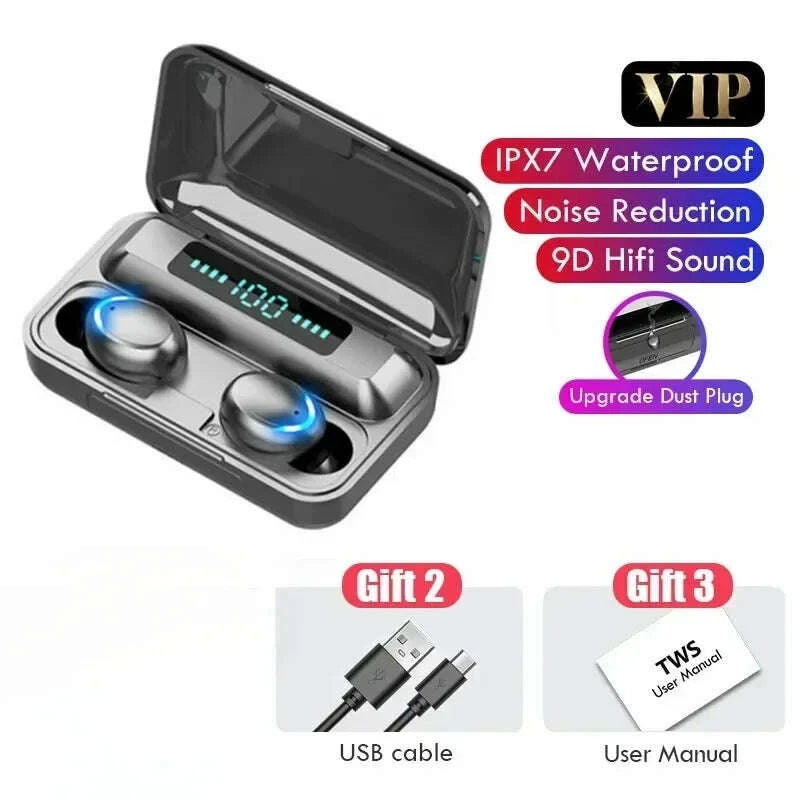 KIMLUD, F9 Bluetooth Headphones 9D Stereo High Bass Sport Earphones Touch Control TWS Wireless Earbuds Waterproof Handsfree Headset, KIMLUD Womens Clothes