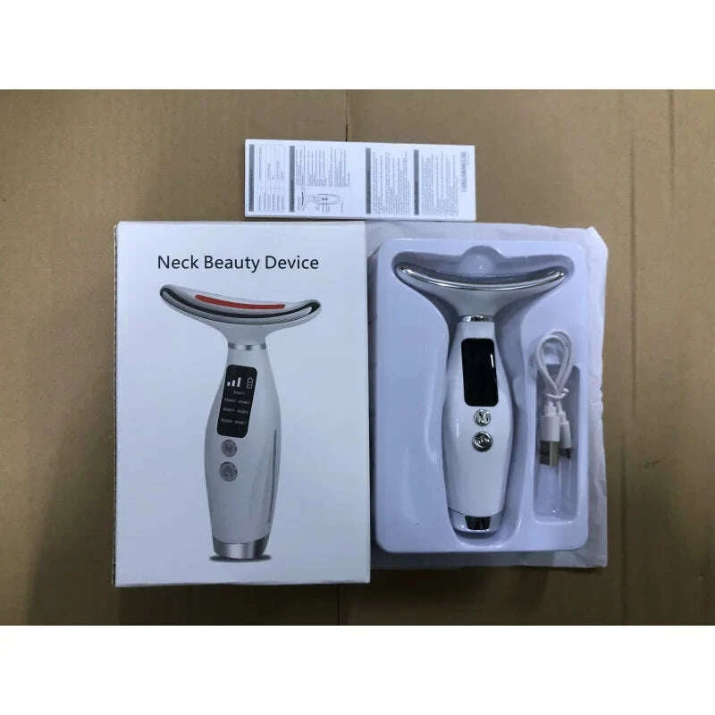 KIMLUD, Portable 7 Colors LED Light Therapy Face Neck Massager 3 Gears Adjustable Gentle Vibration Anti Wrinkle Skin Tightening Lifting, KIMLUD Womens Clothes