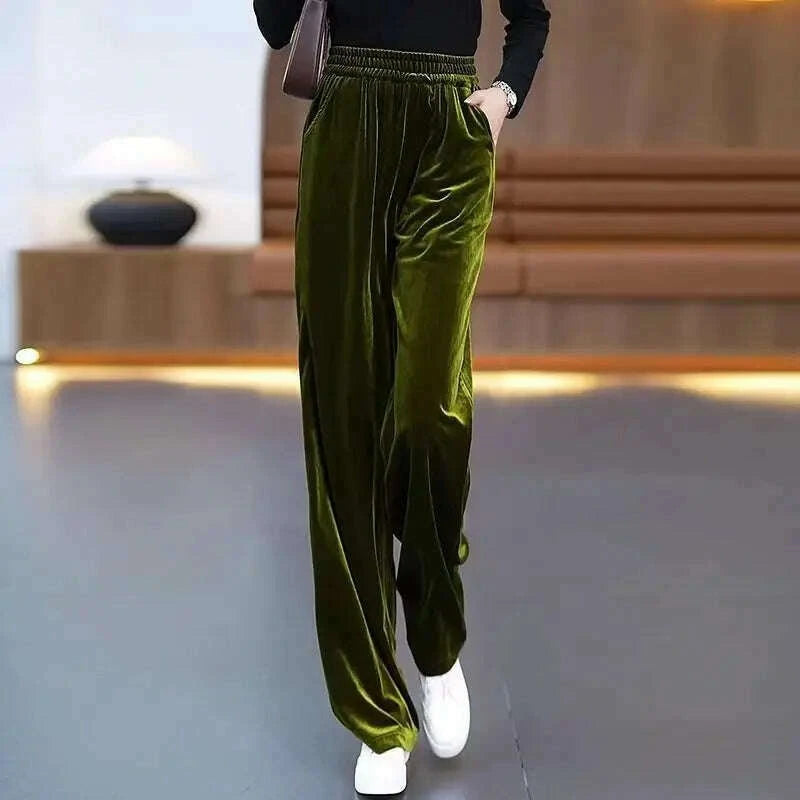 korean-fashion-women-pleuche-pants-autumn-winter-elastic-high-waist-solid-pockets-loose-office-lady-straight-wide-leg-trouserskimlud-womens-fashion-34628614