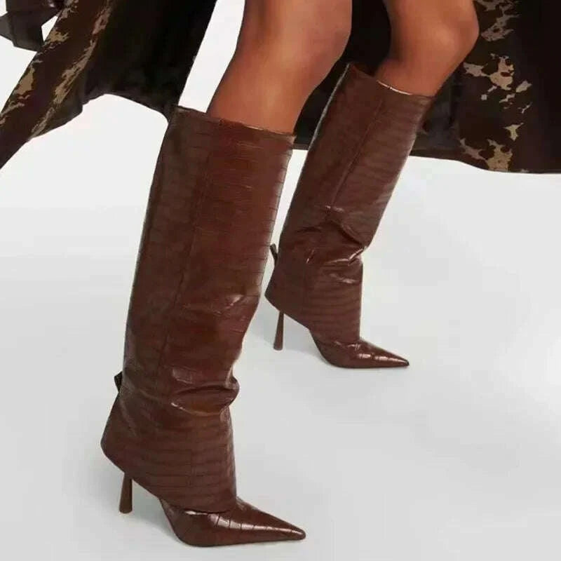 womens-fashion-retro-stone-pattern-pointed-sleeve-skirt-boots-european-and-american-high-end-loose-pants-banquet-bootskimlud-womens-fashion-34624965