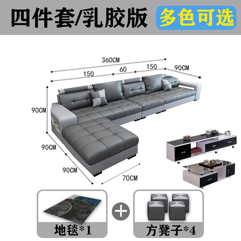 Latex Nano Three-Proof Fabric Sofa Modern Living Room — Slate Grey | KIMLUD